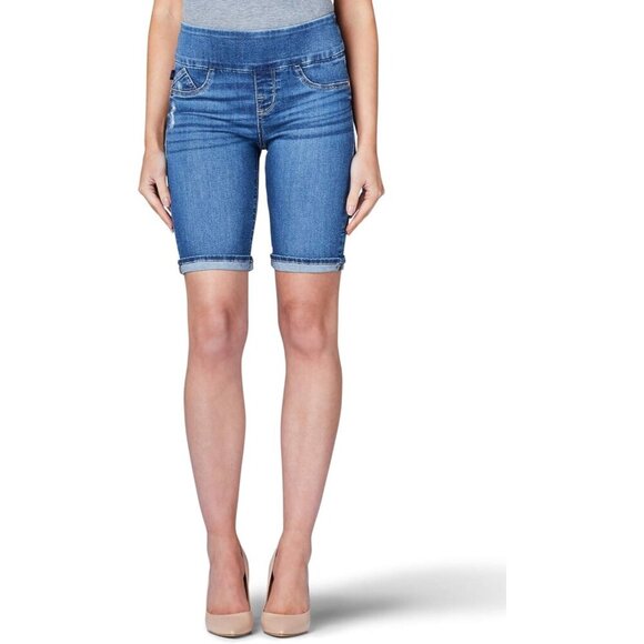 Womens Denim Bermuda Shorts Stretch Cotton Polyester Slim Fit 10 Inseam